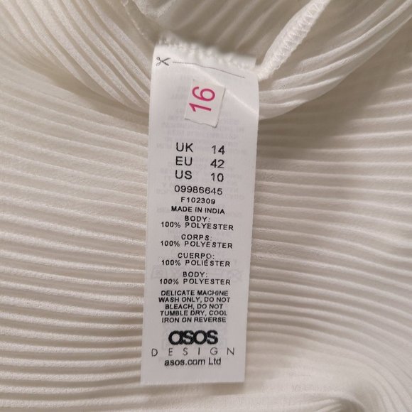 ASOS Design Eyelet Top Pleated Flutter Sleeve Size 10 - Picture 3 of 4